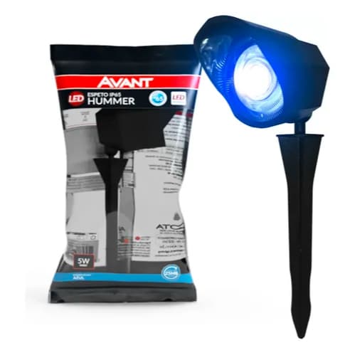 Espeto De Jardim Led 5w Hummer Luz Azul Ip65 Avant Carcaça Preto