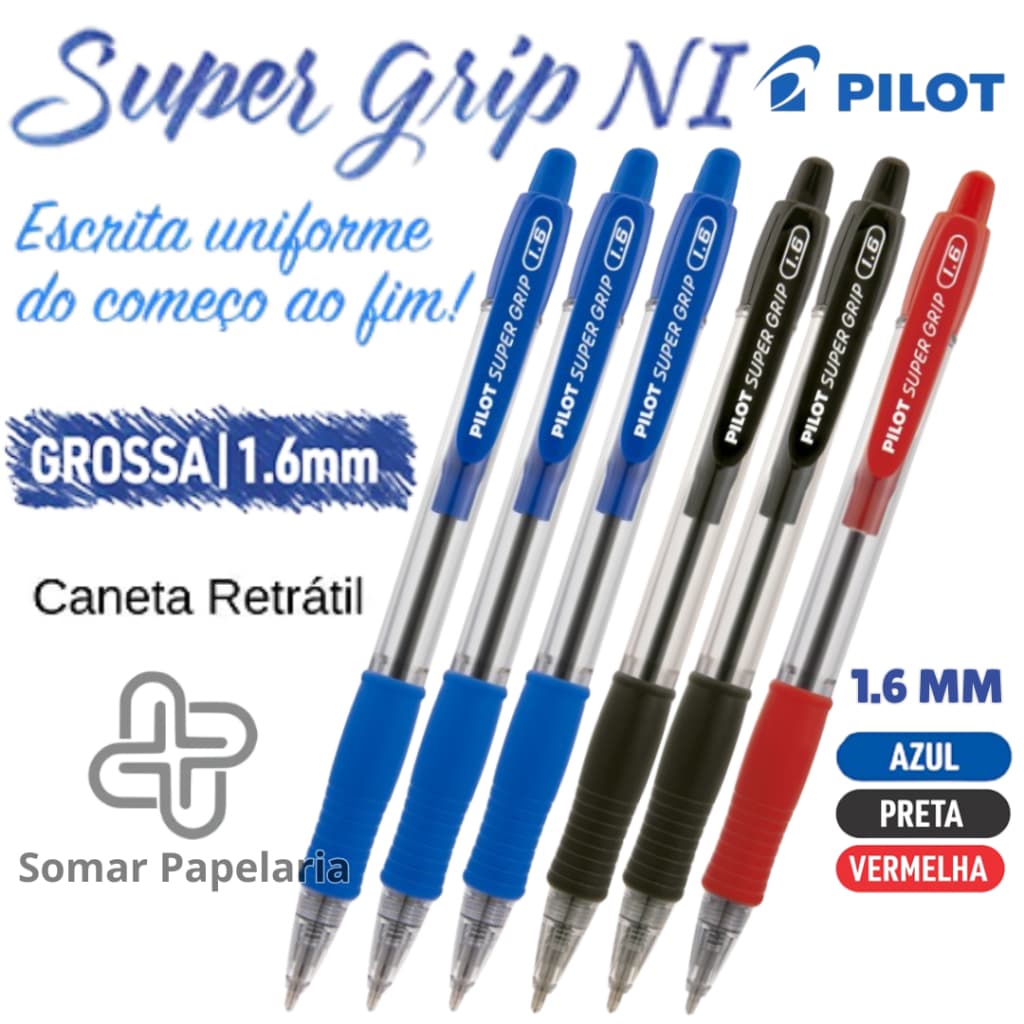 Caneta Esferográfica Retrátil Super Grip 1.6mm Pilot