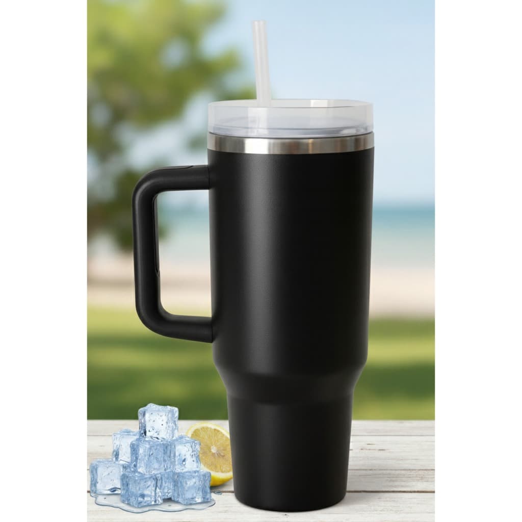 Copo Térmico Jarra 1200ml Inox com Alça, Tampa e Canudo – Mantém Bebida Gelada e Quente