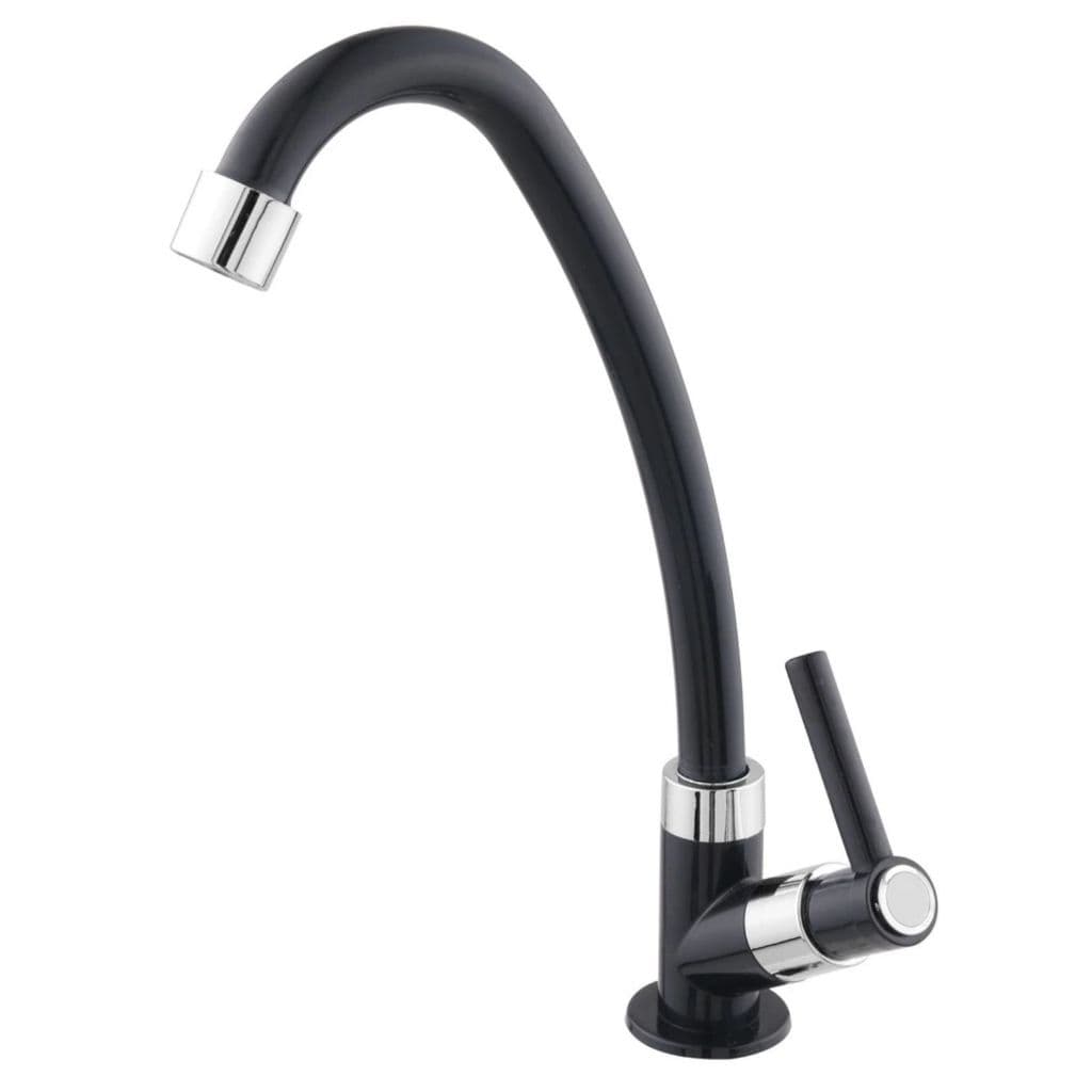Torneira Cozinha Preta ABS Bica Alta Bancada 1/4 de Volta Design Moderno