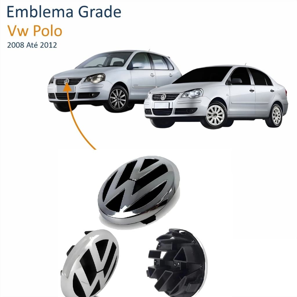 Emblema Vw Grade Polo Hatch Sedan 2008 2009 2010 2011 2012 - Cromado