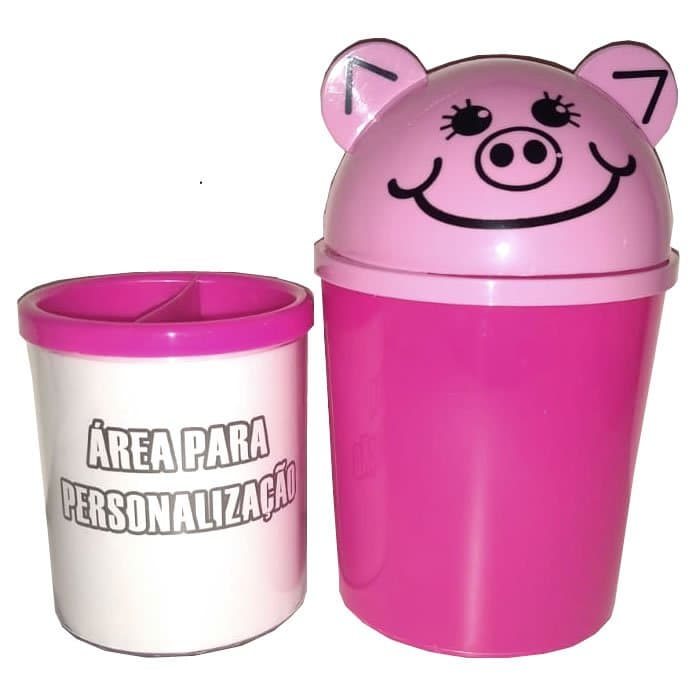 Acessórios de Organização da Mesa do Estudante - Kit Escolar - Lixeira de mesa e Porta Lápis.