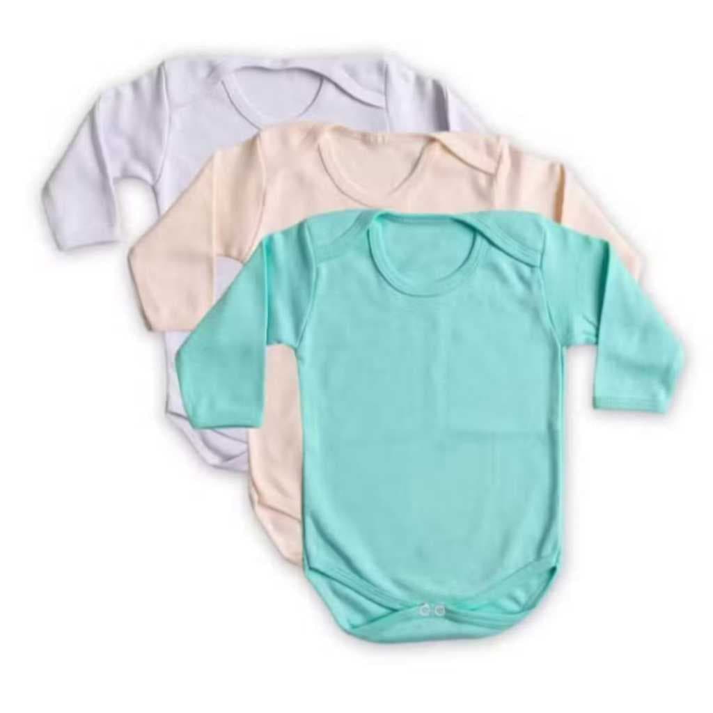 Body Infantil Suedine 100% Algodão – Ideal para o Dia a Dia -Kit de 3 unidades