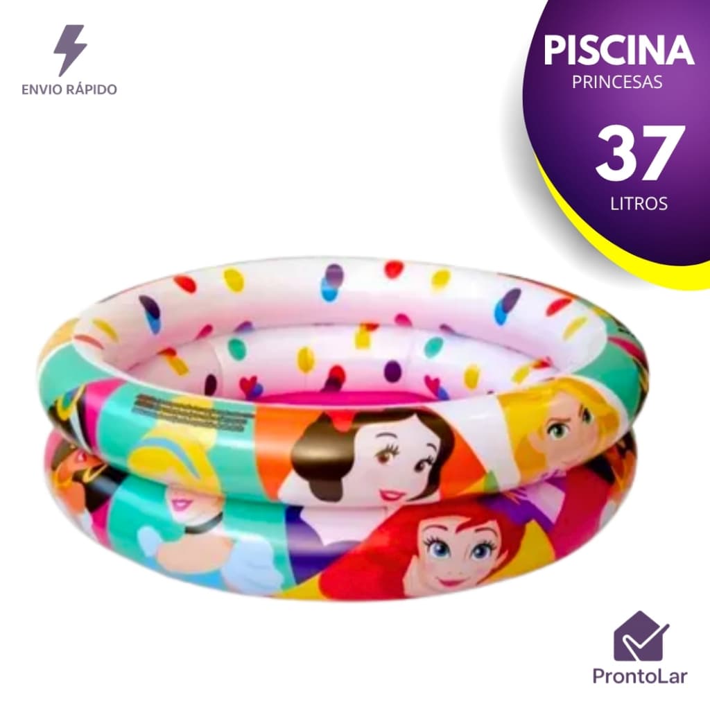 Piscina Inflável Infantil Princesas Disney 37 Litros Piscina De Água E Bolinhas
