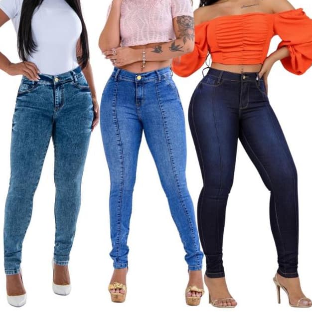 Calças Jeans Feminina Modelagem Skinny Empina Bumbum Cintura Alta Com Lycra PREÇO IMPERDIVEL