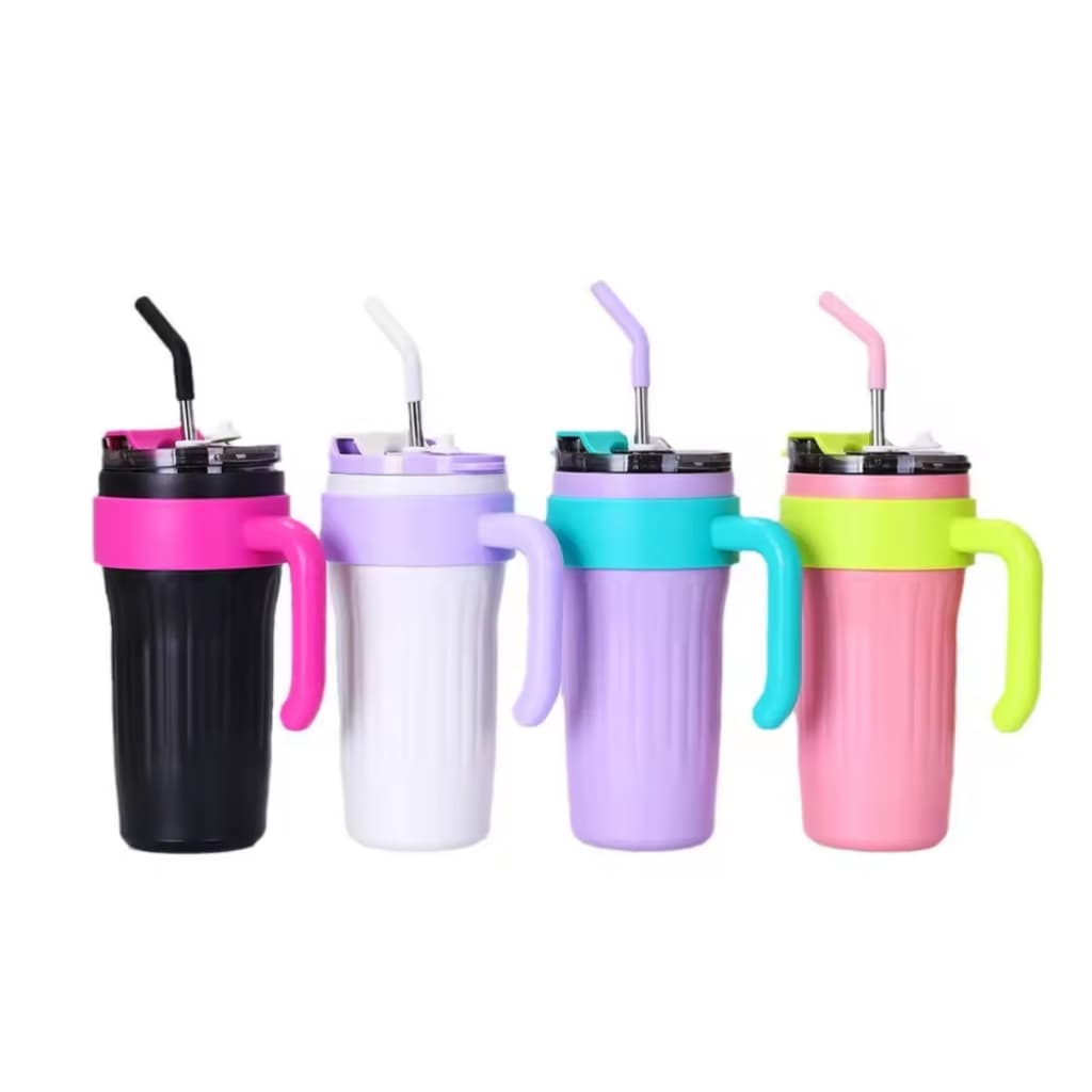 Copo Térmico 860ml com Alça e Canudo de Silicone