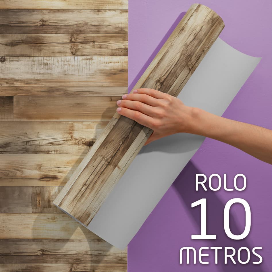 Papel de Parede adesivo modelo Madeira para Cozinha, Sala, quarto, banheiro