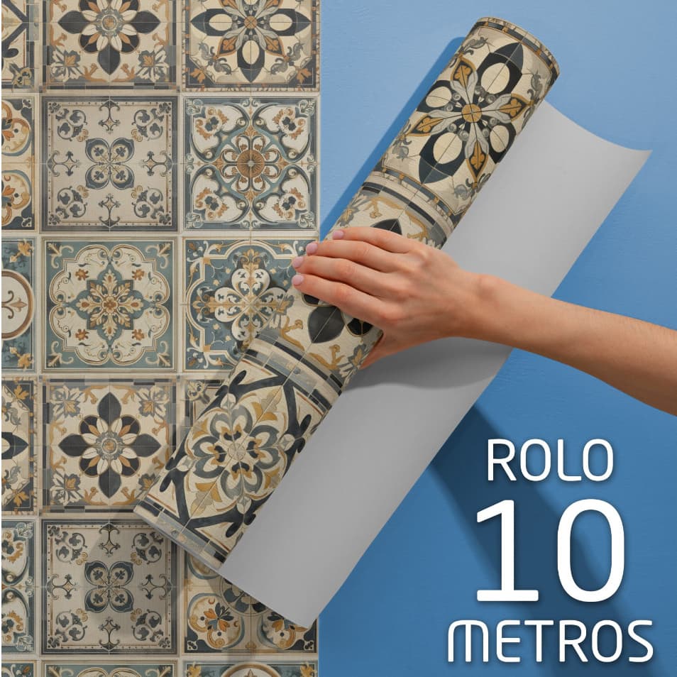 Papel de Parede Adesivo Azulejo portugues para Cozinha Autocolante