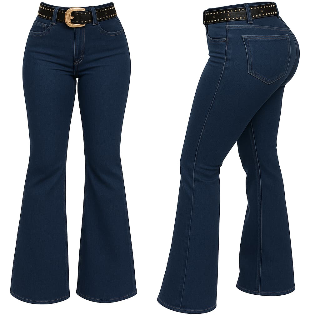 Calça Country Flare Jeans Feminina Linha Premium Escura Lisa Cintura Alta Lycra Rodeio Vaquejada