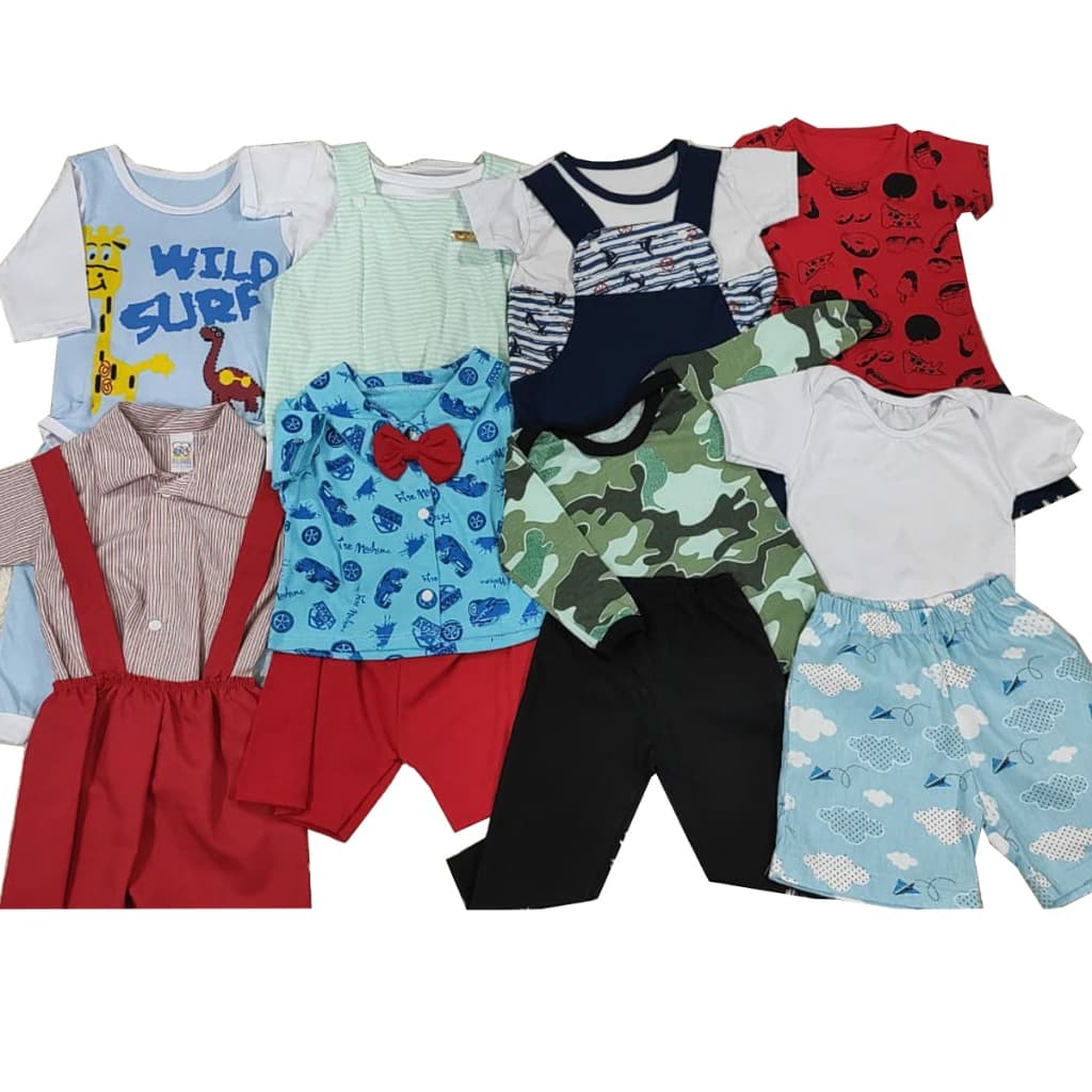 10 peças de Bebê Menino Calças Camisetas Bodies Conjuntinhos