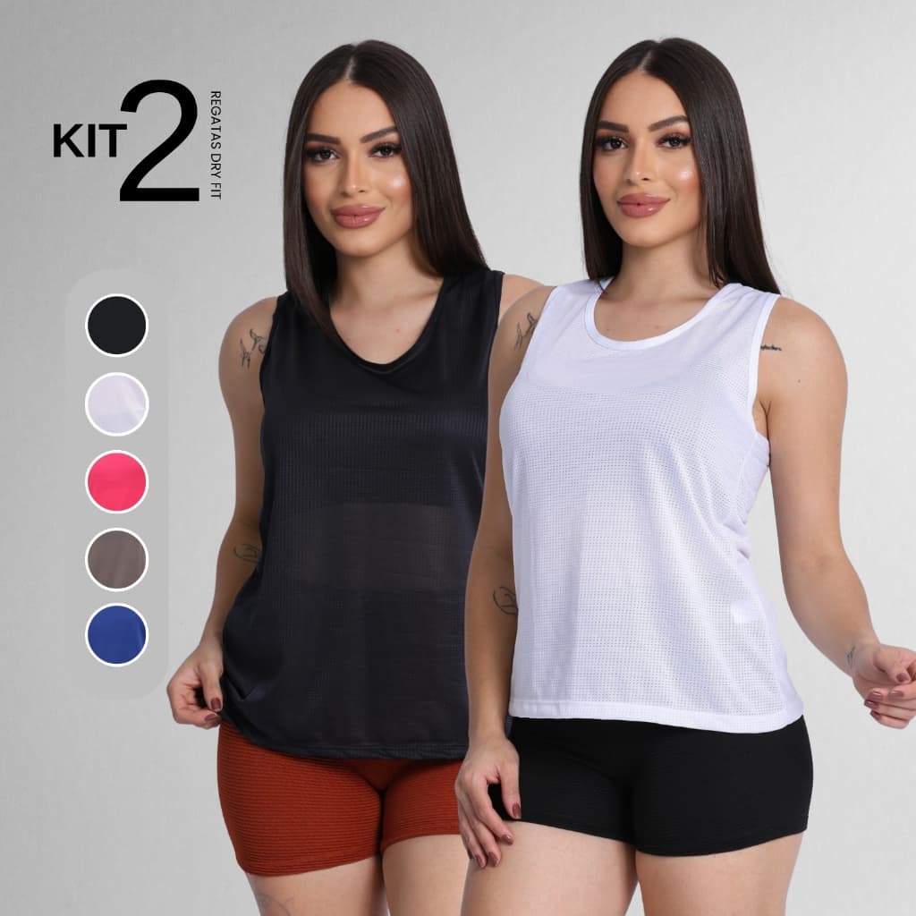 Kit 2 Regatas Feminina Dry Fit Roupa Academia Fitness
