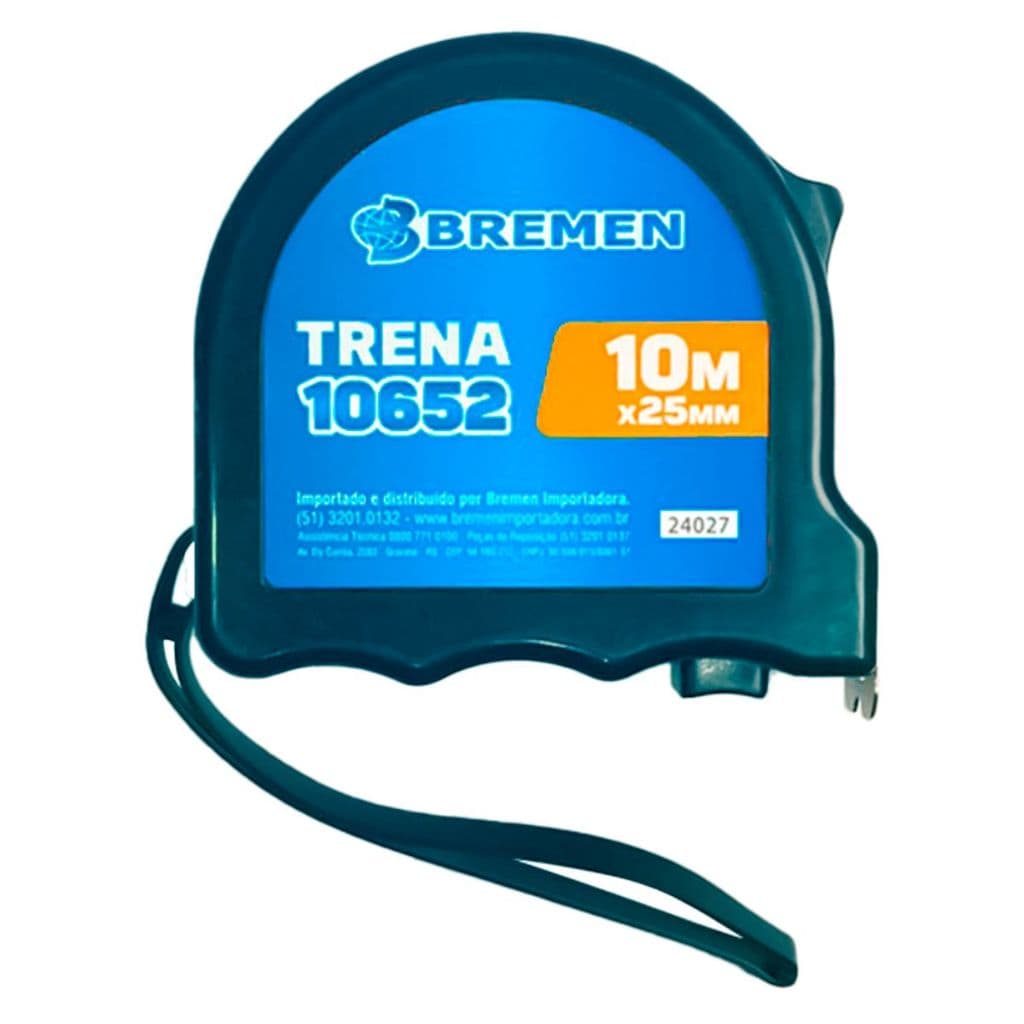 Trena Com Fita Em Aço 10 Metros Com MM/POL Autotrava Amarela Bremen