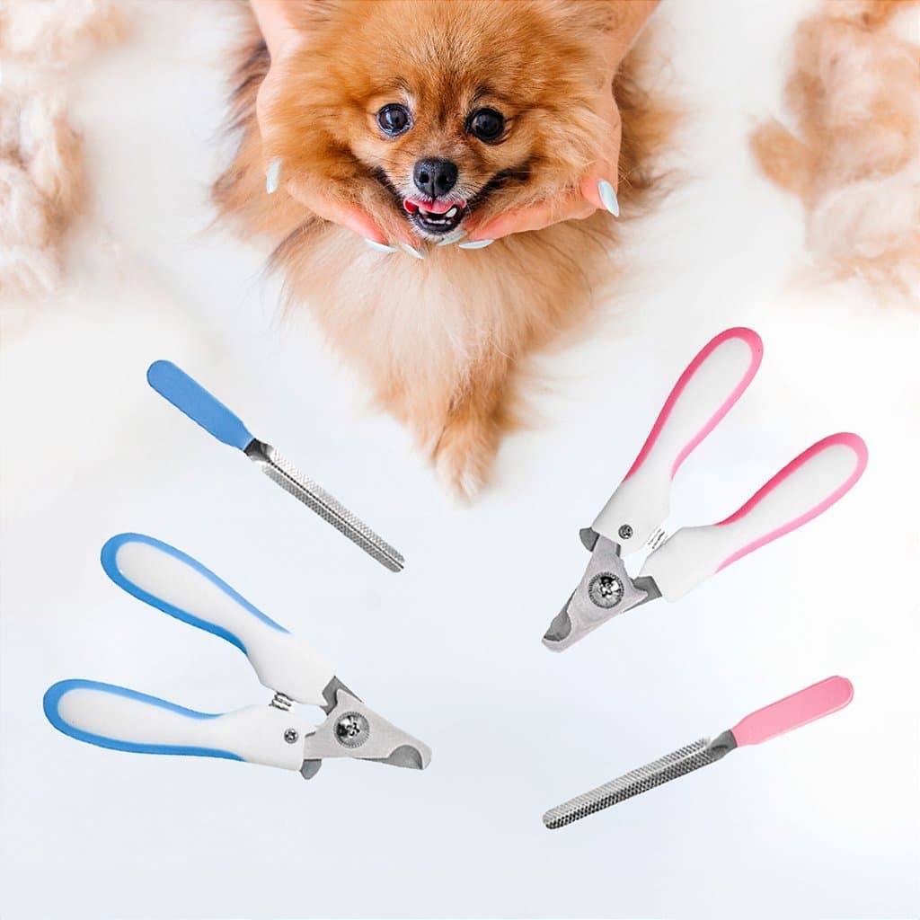 Alicate Pet Tesoura Corte De Unhas Cachorro Gato Com Lixa Cor:Rosa
