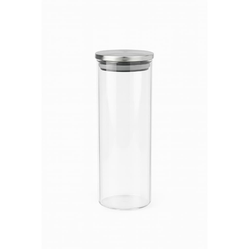 Kit Potes Herméticos 2000ml Tampa Inox Redondo Vidro Mantimentos
