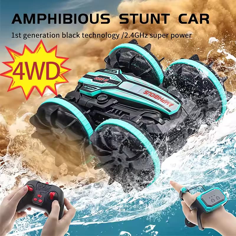 Carro de controle remoto de dupla face com tração nas quatro rodas, rotação rolante veículo off-road, brinquedo infantil