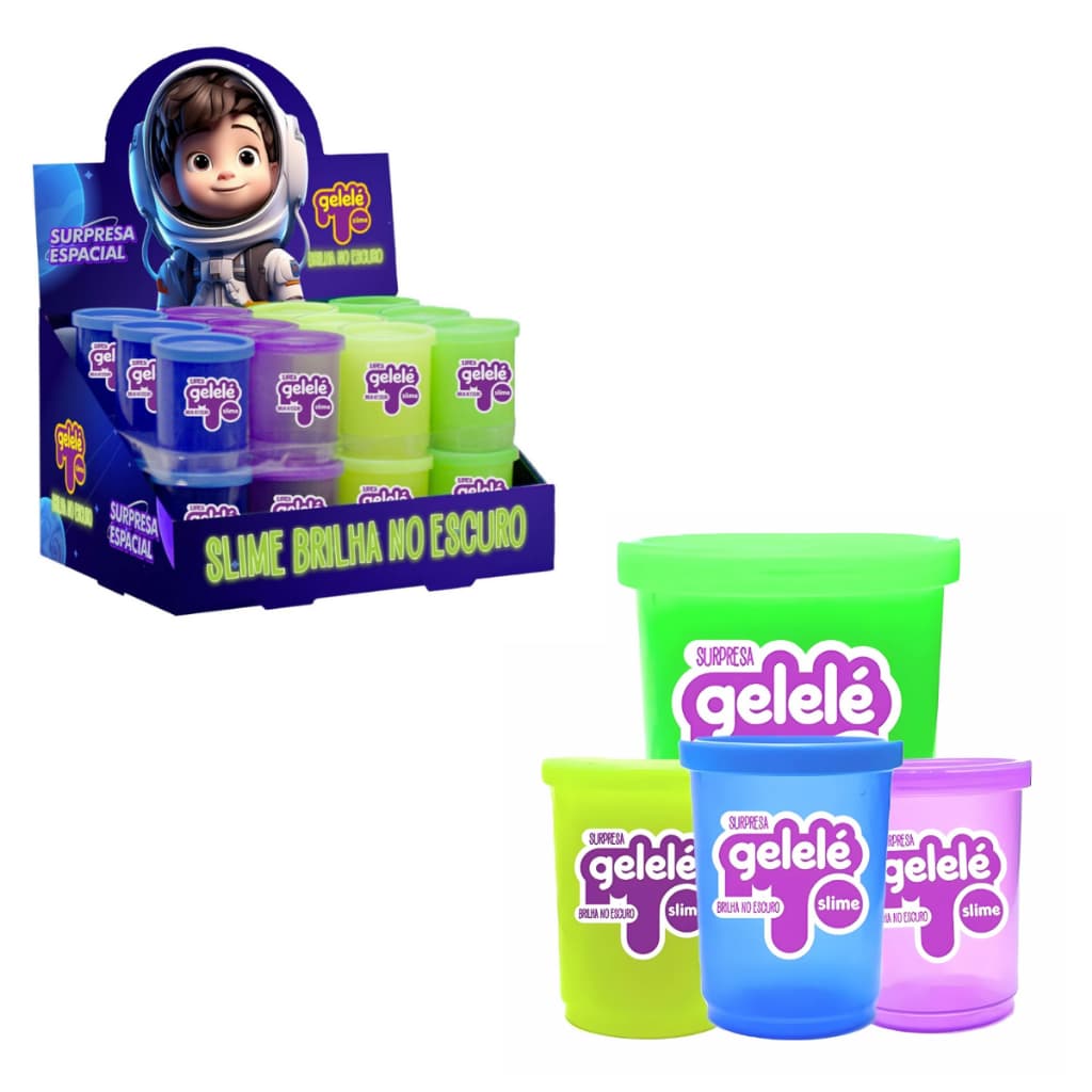 Kit 12 Slime Brilha no Escuro Divertida 4 Cores Gelelé Slime Massinha Geleca Brilhante