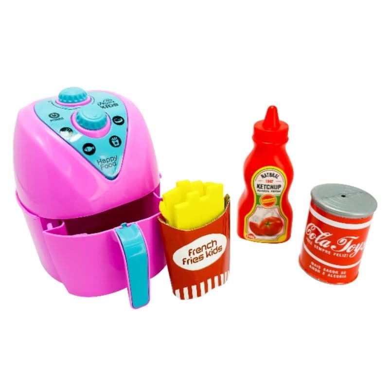 Air Fryer de Brinquedo Rosa com Acessórios