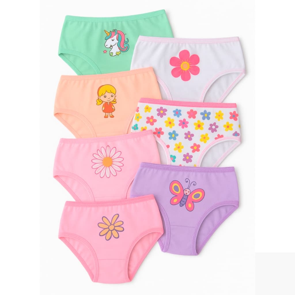 Kit Calcinhas Algodão Menina Infantil Lateral Larga Tanga Tanguinha Tradicional Tapa Fralda Macia
