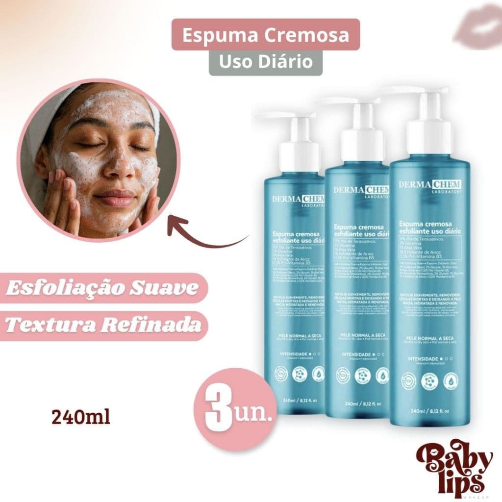 Esfoliante Facial Espuma Cremosa Dermachem Limpeza Profunda Uso Diário