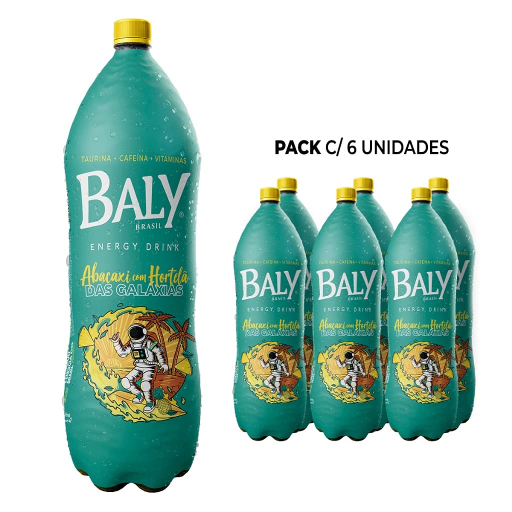 Pack Energético Baly Energy Drink Abacaxi com Hortelã 2l