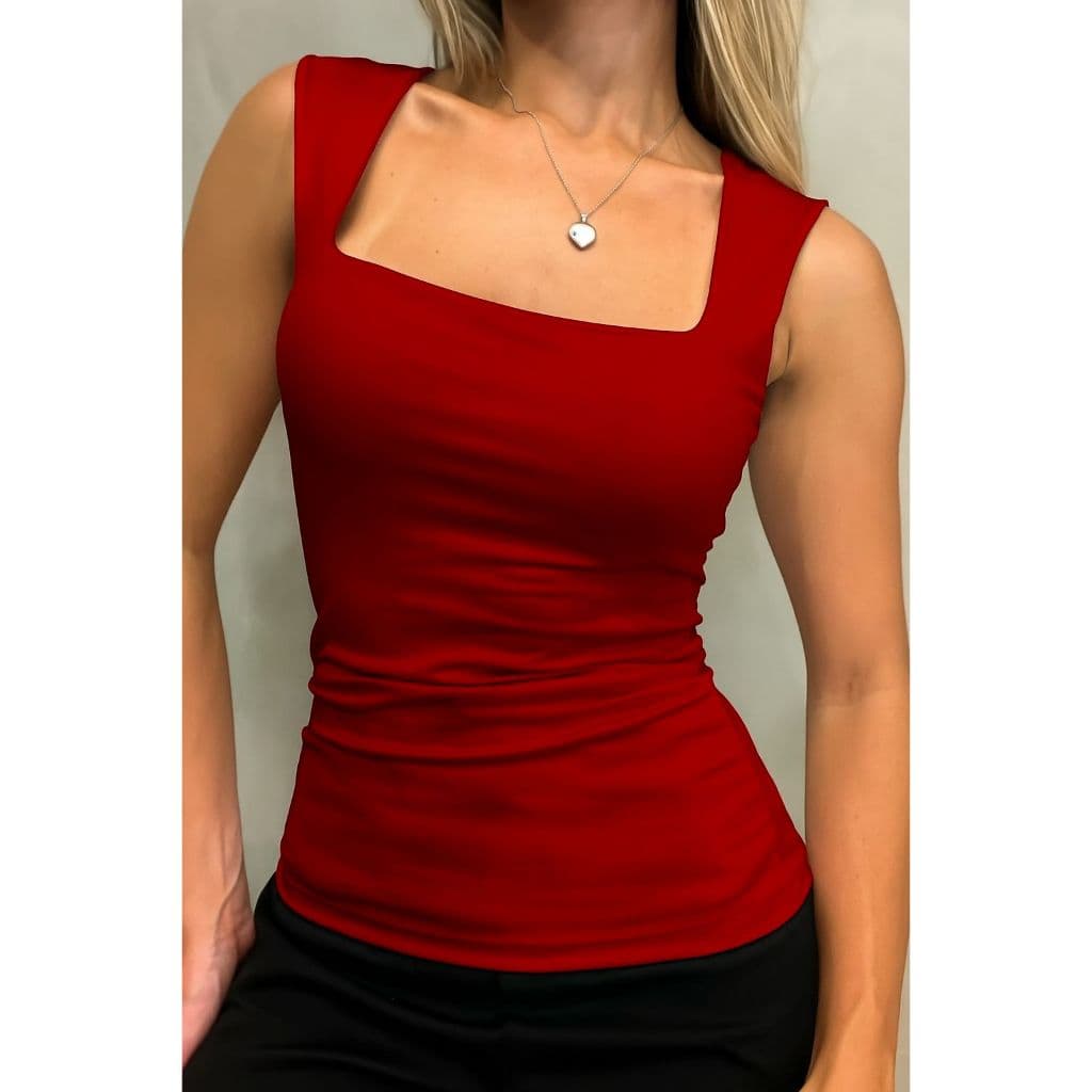 Blusinha Karla  Regata Decote Quadrado Suplex Feminina Dia A Dia Calor