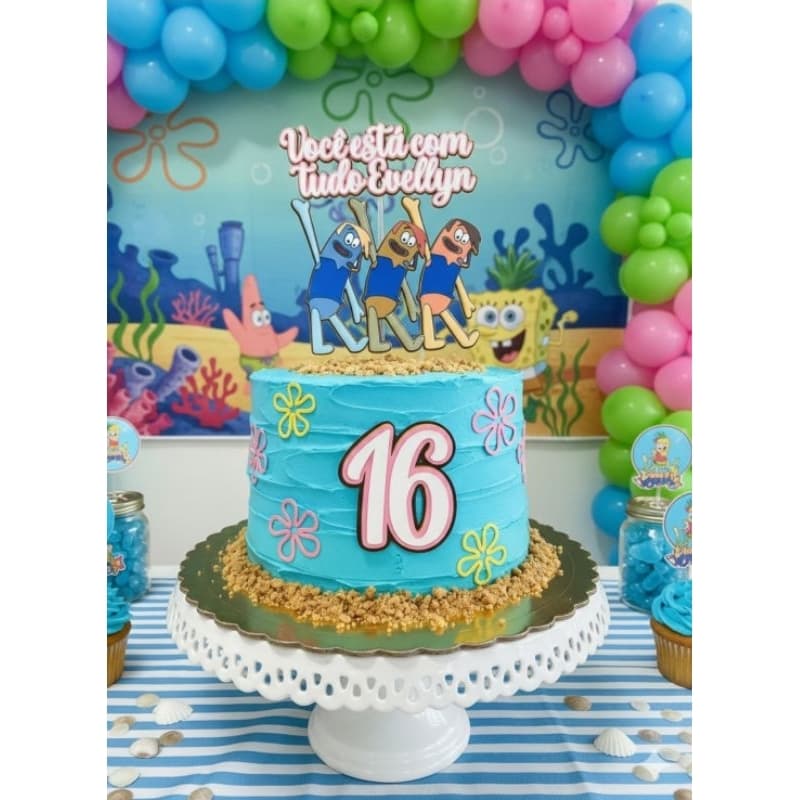 ENVIO RÁPIDO Topo de bolo personalizado Você está com tudo Bob Esponja