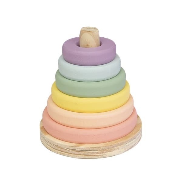 Torre Donuts Candy de Encaixe Bebe - Montessori - Decoração - Brinquedo de Madeira Educativo