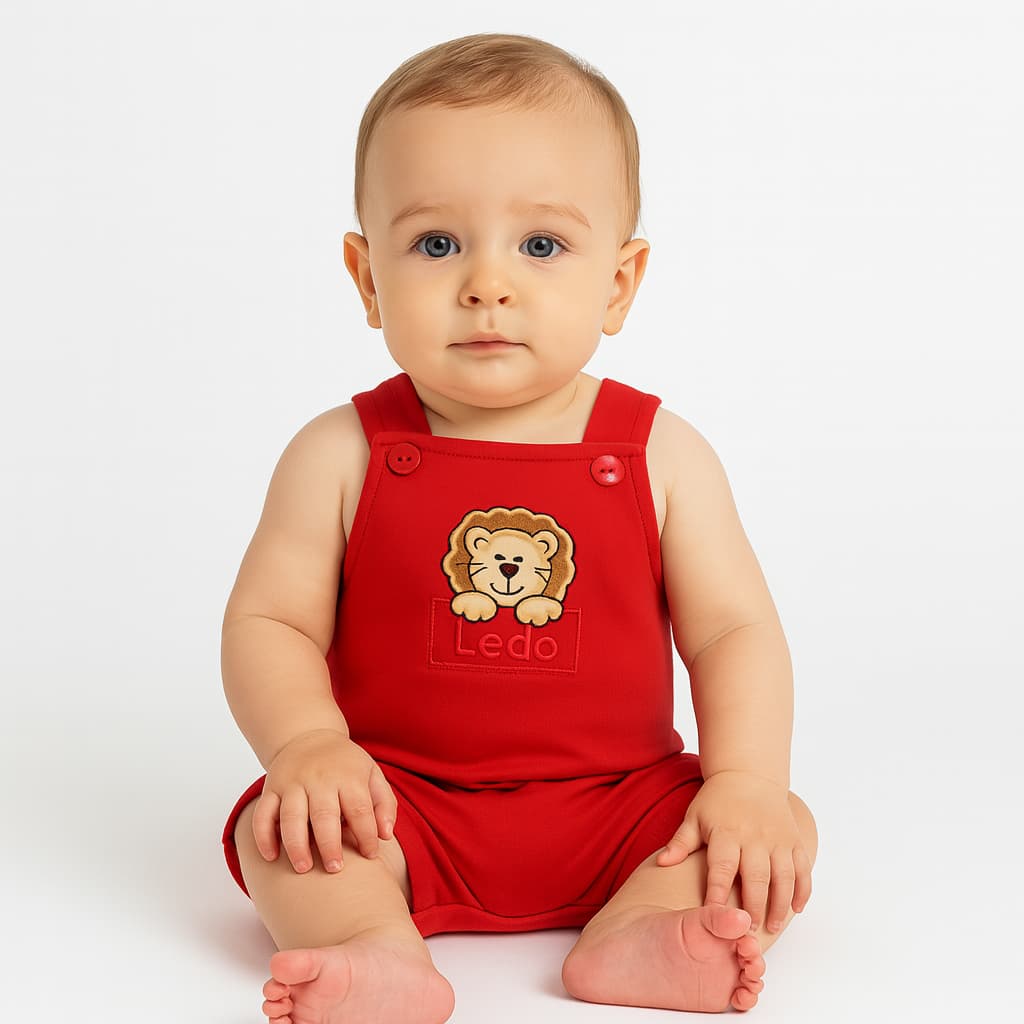Macacão Curto Bebê Menino em Suedine Super Confortável e Macio