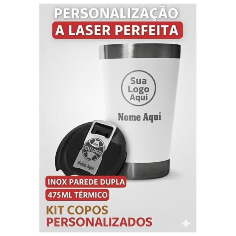 kit de copo térmico personalizado 475 ml com sua logo