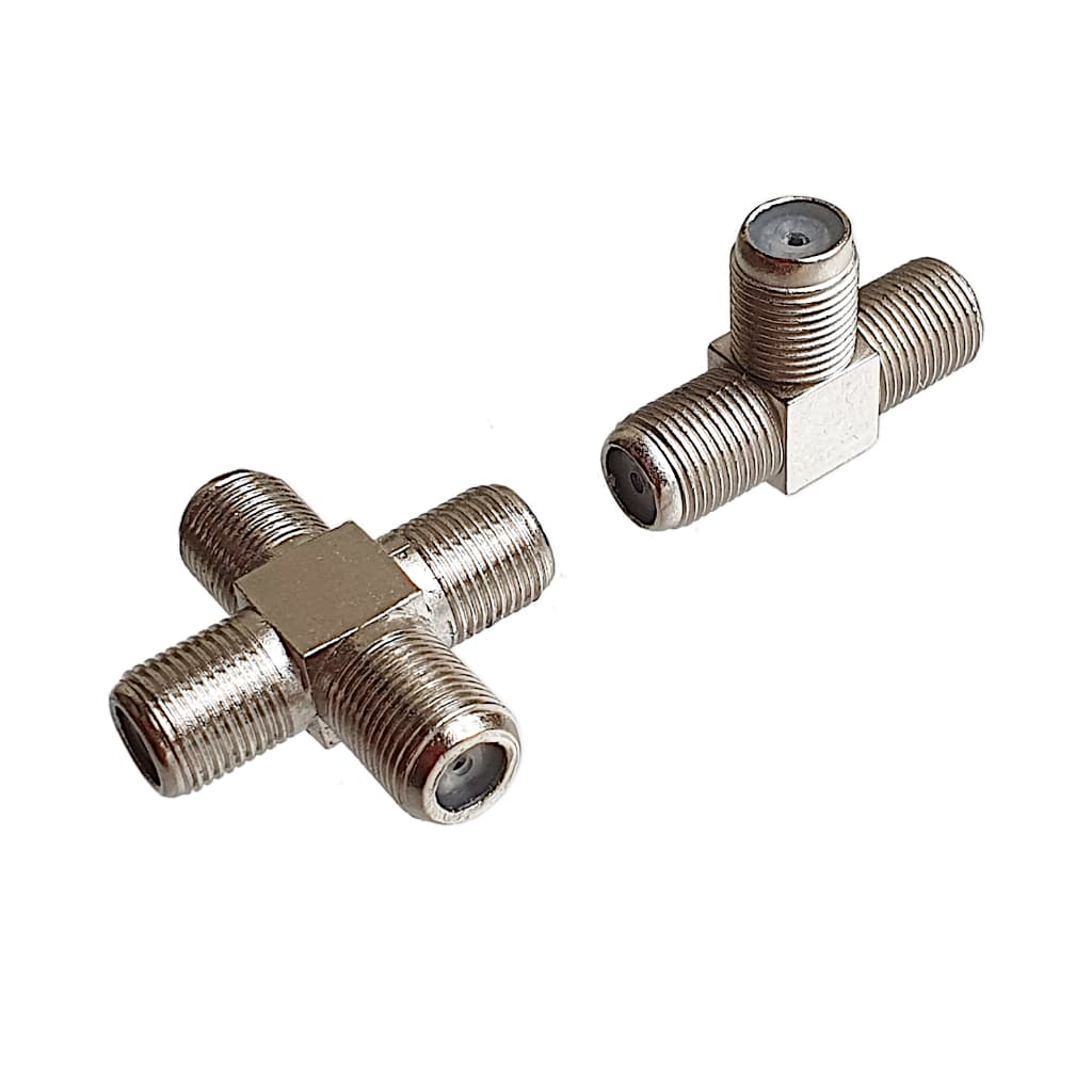 Kit Adaptador divisor de sinais R/F de Antena terrestre Uhf/Vhf/Fm de 1 para 2 e 3 rosca