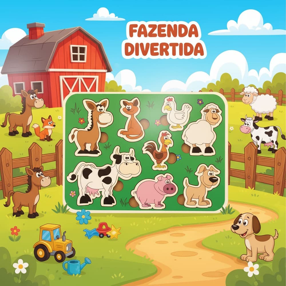 Quebra-Cabeça Infantil Animais Fazendinha Brinquedo Educativo