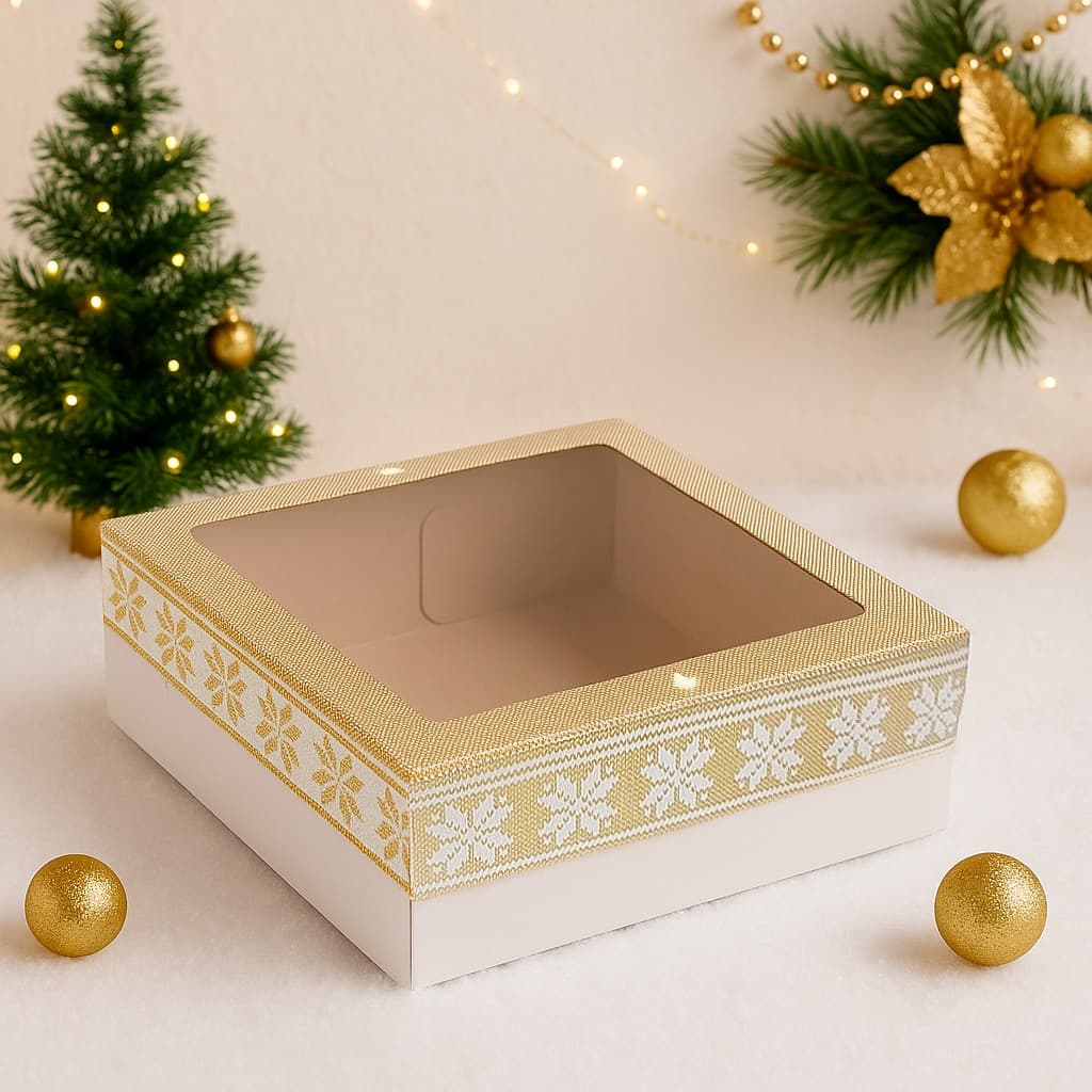 5 Caixas Branca 26x26x10cm para Guirlanda Confeitaria Natal