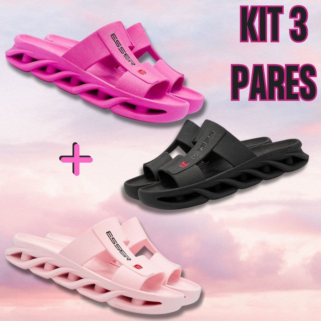 Kit 3 Chinelo Feminino Masculino Fashion Papete Plataforma Vazado Conforto e Estilo Dia a Dia Passeio Casual