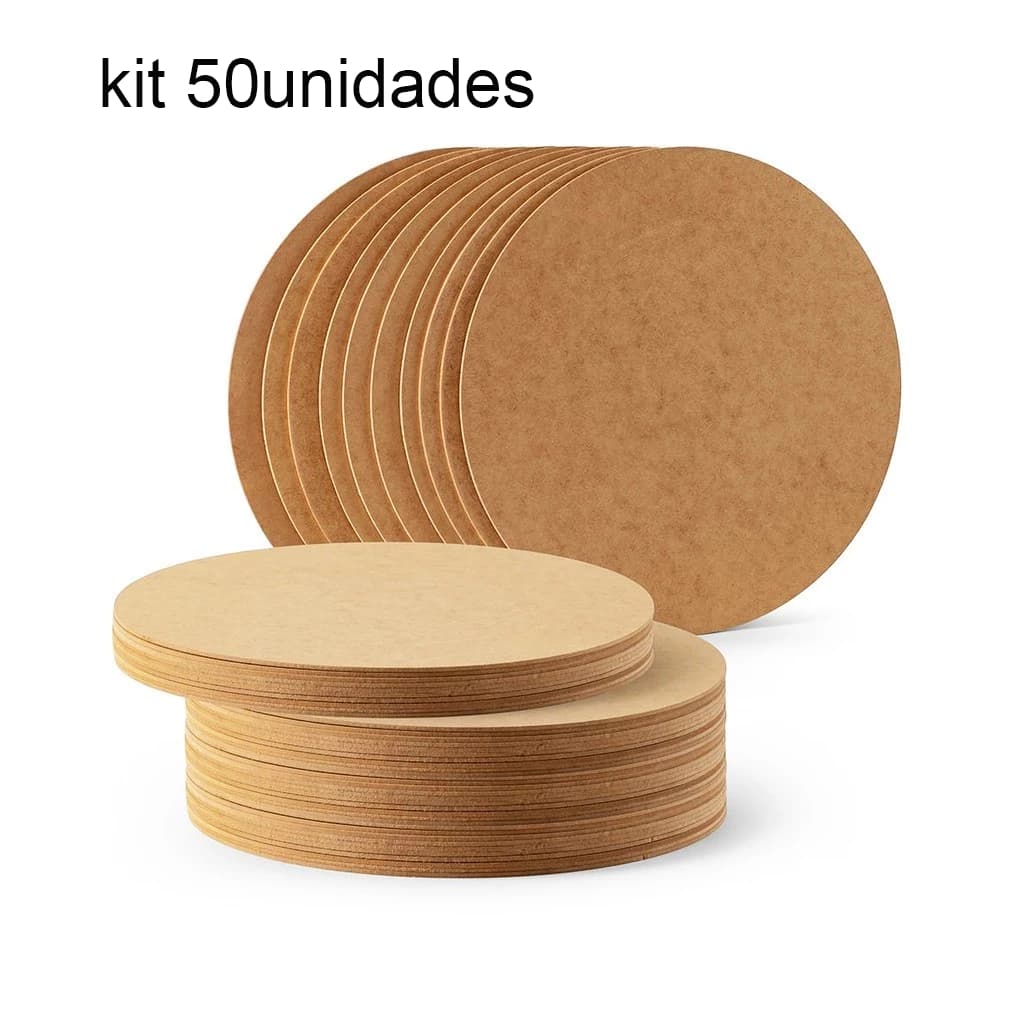 kit com 50 Sousplat Redondo em MDF Cru para Mesa Posta Artesanato Pintura - 35cm