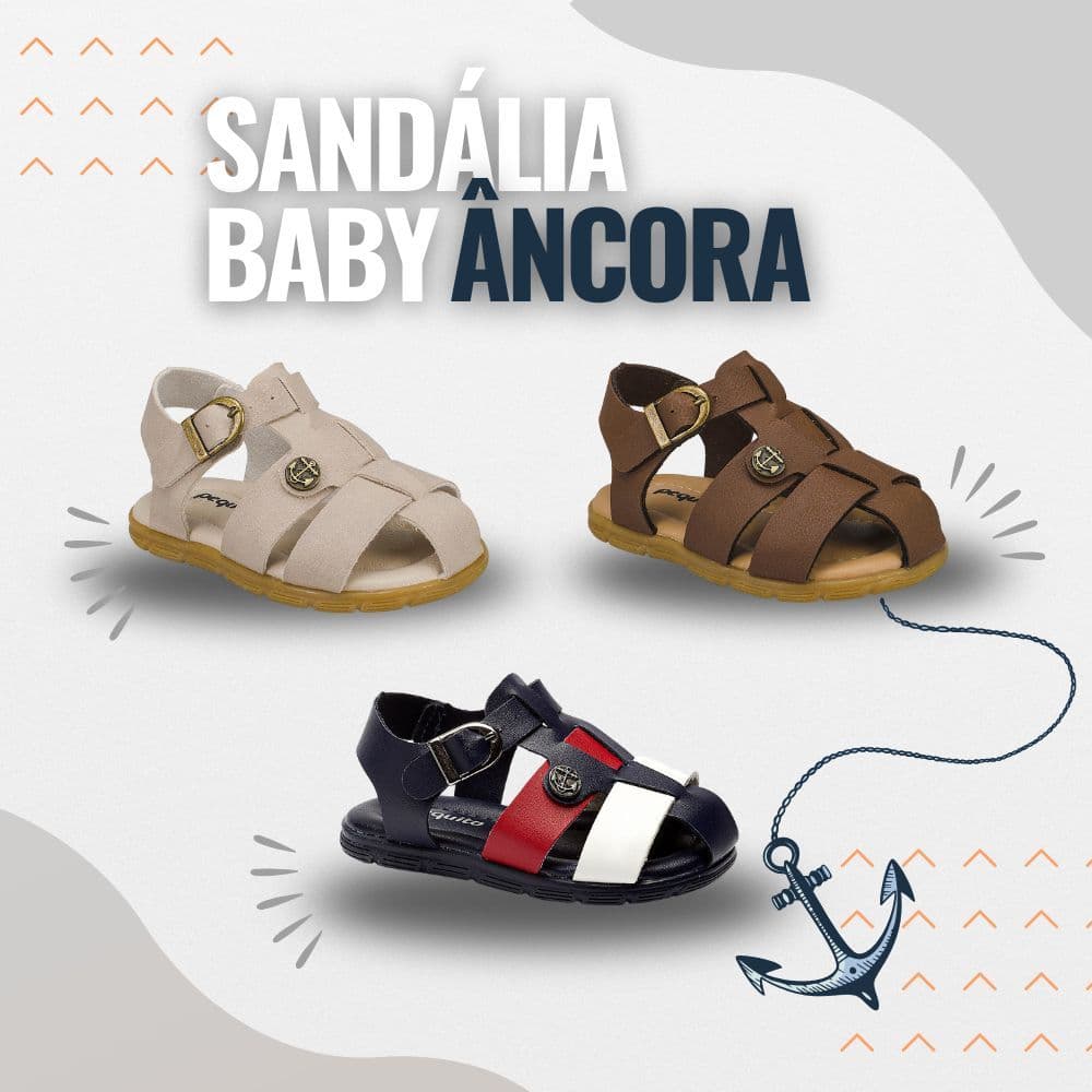 Sandália Baby Menino Âncora Verão Fivela Macia Atiderrapante Presente 6510 Pequito