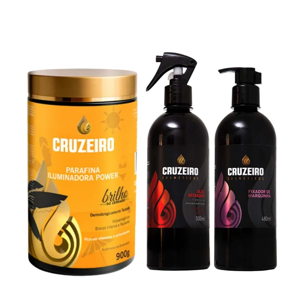 Kit Parafina + Óleo Ativador  Fixador Marquinha Bronzeamento Natural + Fita