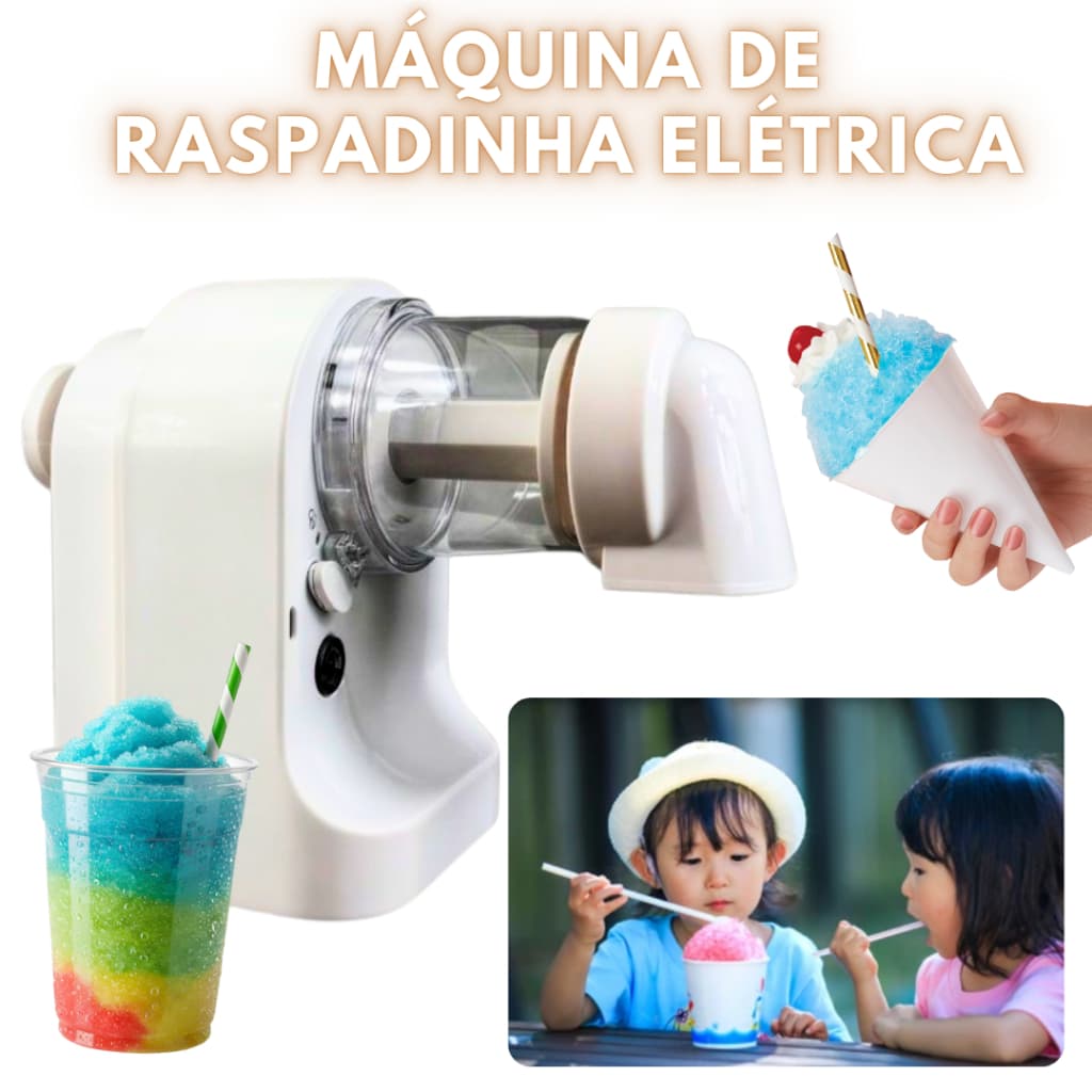 Triturador de Gelo Elétrico – Máquina para Drinks, Raspadinhas e Smoothies 2000mAh