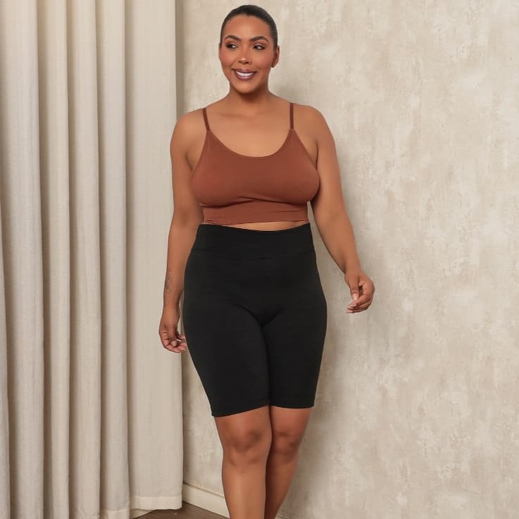 Top Plus Size G1 ao G3 Com Bojo Removível Alça Fina Ajustável Fitness Cropped Academia