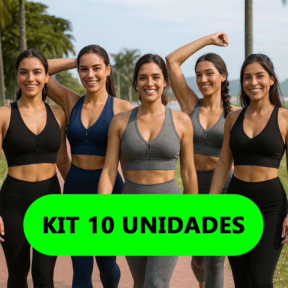 Kit 10 Top Academia Bojo Removível Cós Largo Alta Sustentação Atacado Fitness Treino Caminhada Alto Impacto