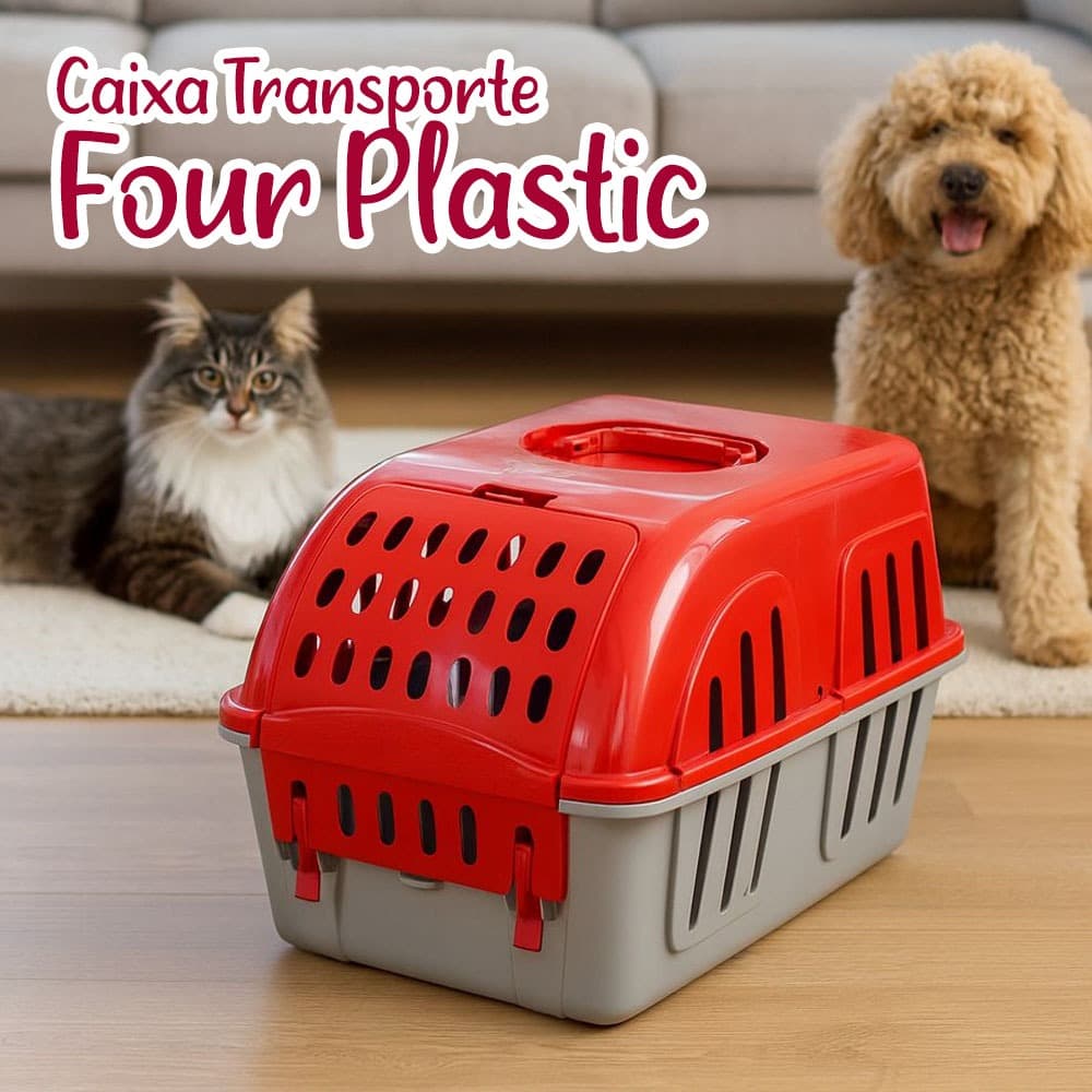 Caixa de Transporte para Cachorro Gato Four Plastic
