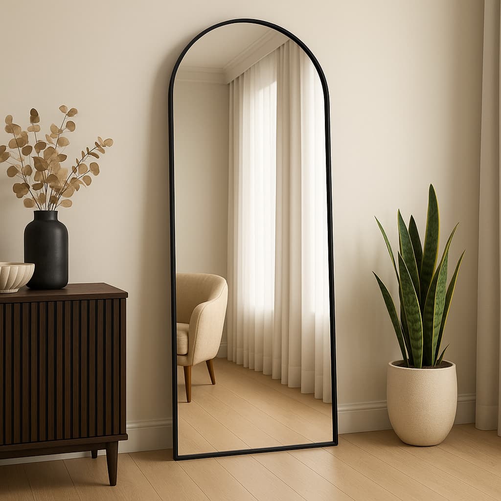 Espelho Corpo Inteiro 60cm x 110 cm Grande De Chão Portal Moldura Couro Decoração Closet Provador