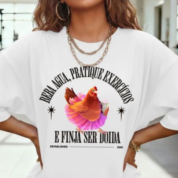 Camiseta Tshirt Oversized 100%Algodão  Feminina Gym Treino Academia Fitness Musculação CASUAL MEMES