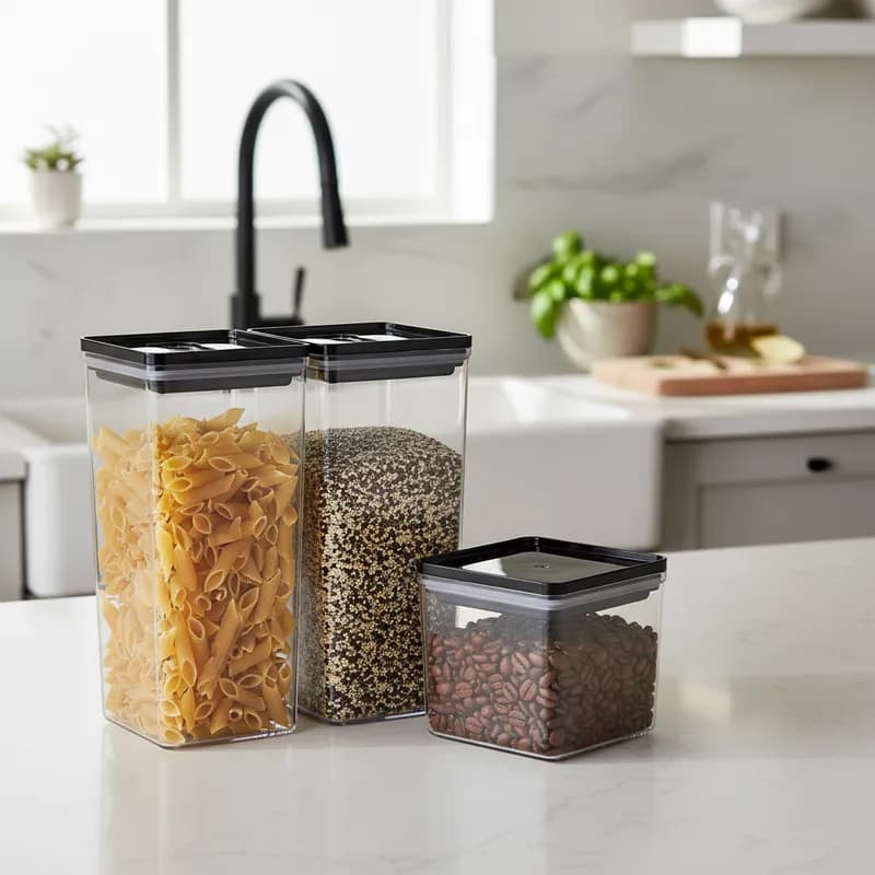 Kit 3 Potes Organizador Hermético P/ Alimentos Tampa C/ Trava Arroz Feijão Bolacha Biscoito Cozinha