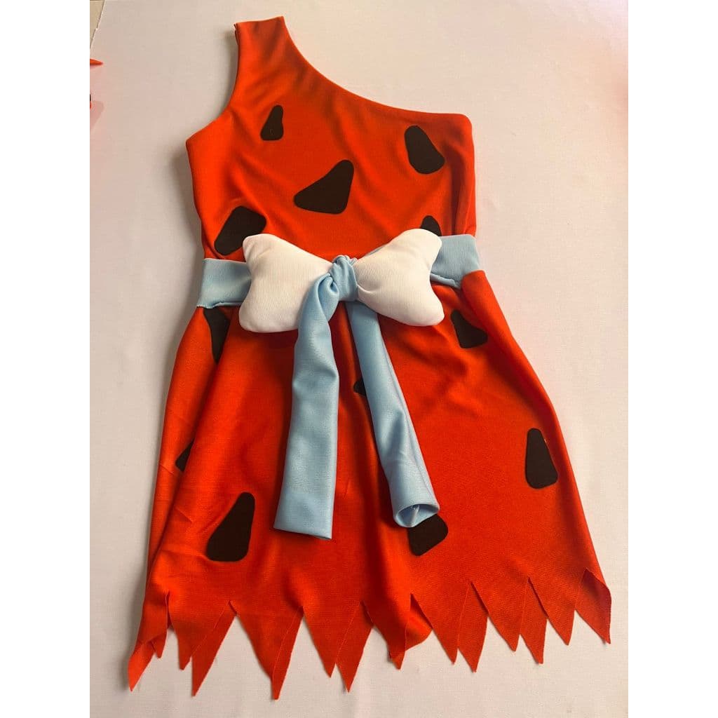 Vestido da Pedrita Fantasia infantil Halloween feminina mais Laço decorado