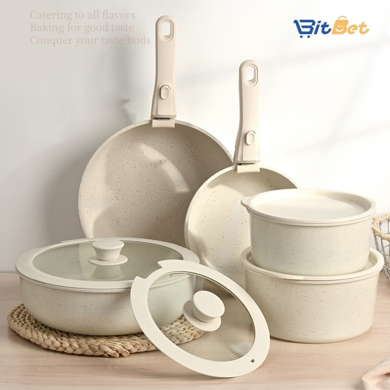 Conjunto de Panelas Antiaderentes 5 -15 Peças com Cabo Removível UT-63/UT-64