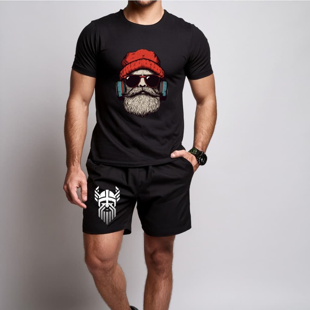 conjunto kit Camiseta camisa e Short Tectel Conjunto Masculino Vikings Lendário Filme Série