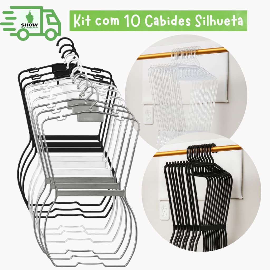 Kit 10 Cabides Silhueta Adulto – Elegância, Resistência e Visual Minimalista