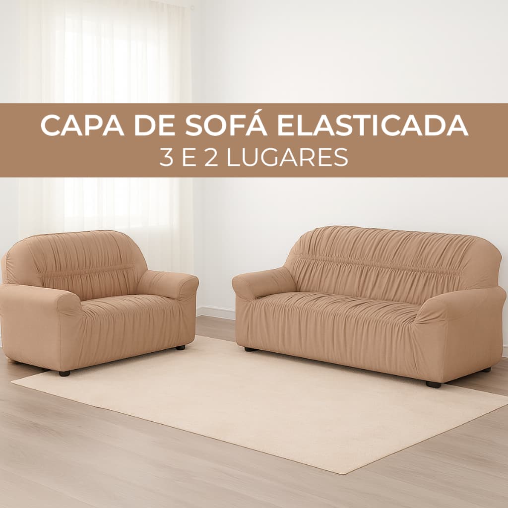 Kit Capa de Sofá 2 e 3 Lugares Elasticada Protetora em Malha Gel Grossa Proteção Total Várias Cores