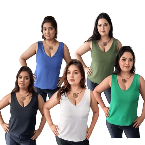 Blusa Regata Feminina Blusa Básica Casual Soltinha  Plus Size Duna GG G1 e G2 Elegante Alça Larga