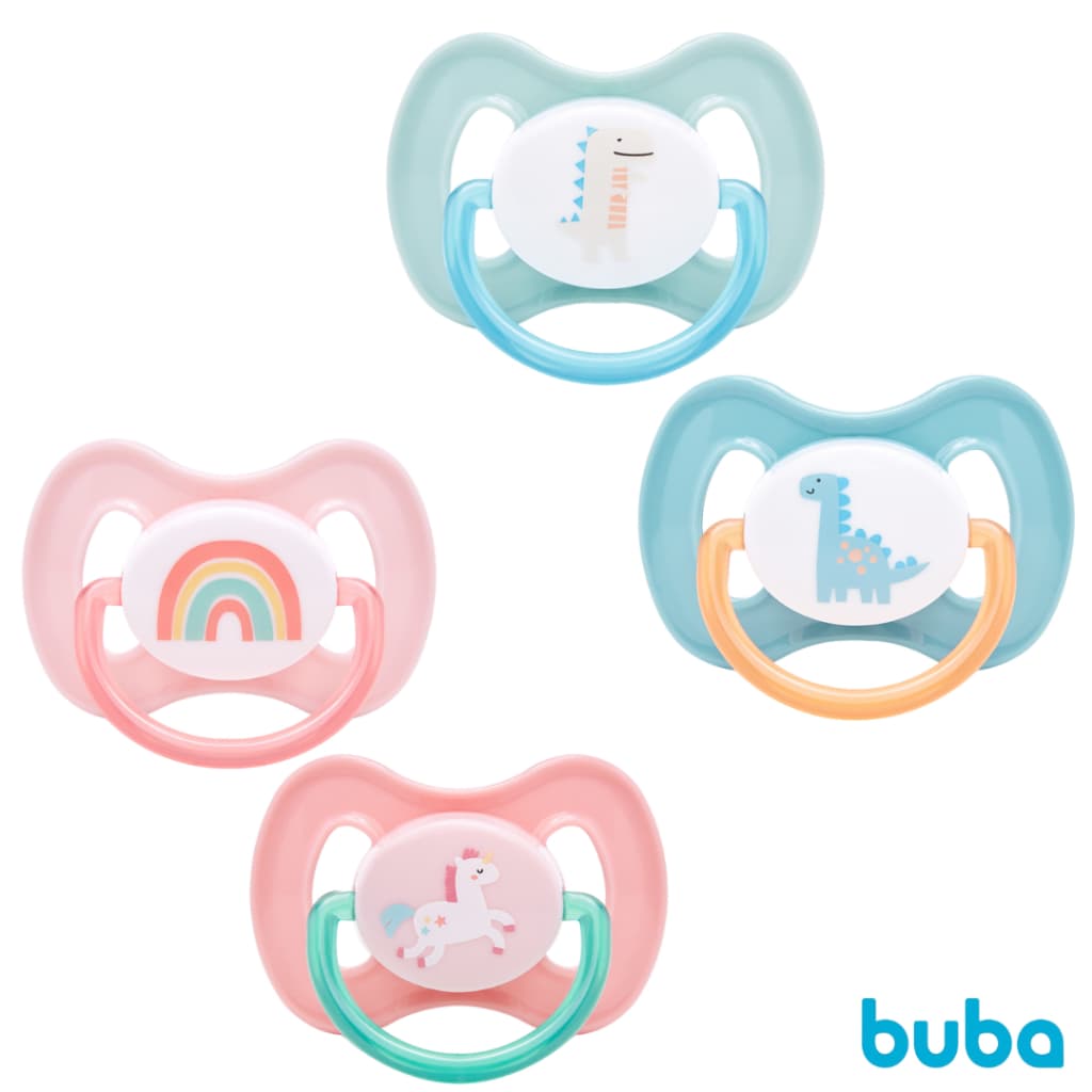 Kit 2 Chupeta Bebe Silicone Ultra Soft Buba Magic 0-6 meses 6 meses+ Novidade